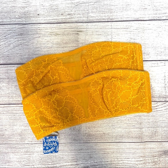 🆕NWT FREE PEOPLE Lace Mustard Bandeau Size M - Picture 3 of 6